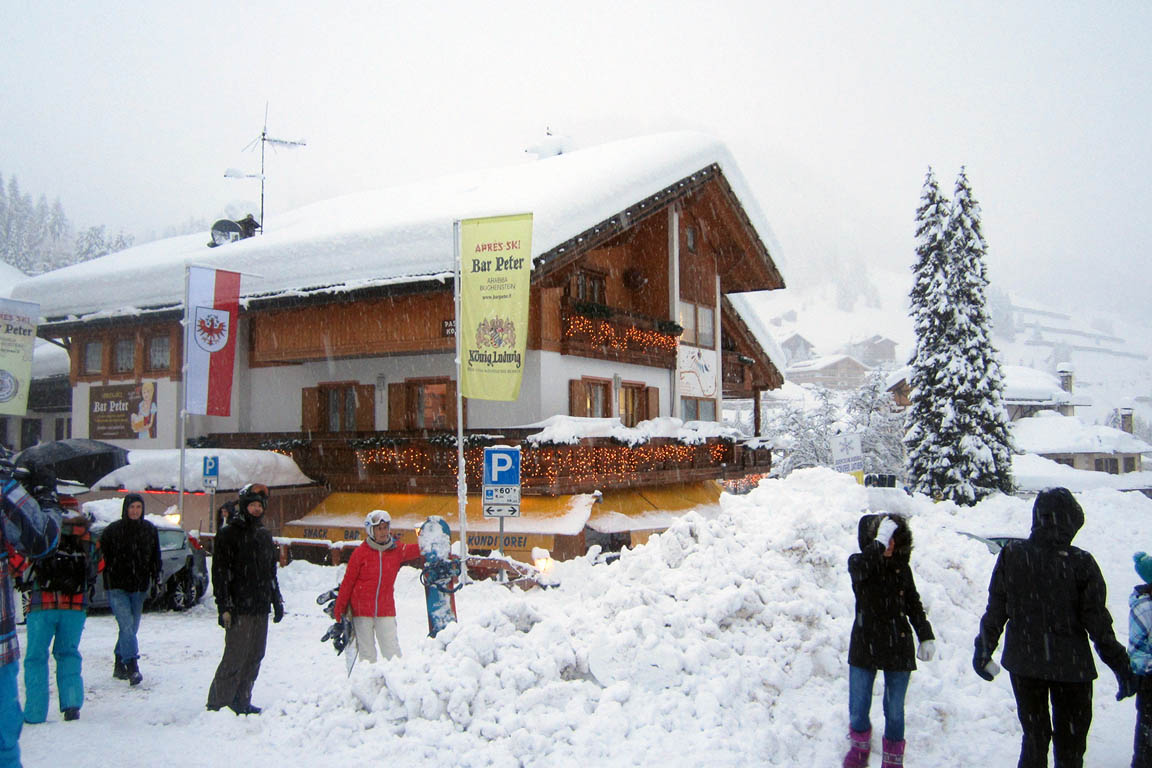 Snowfall Arabba in winter